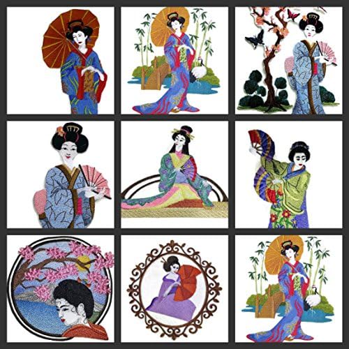 דיוקנאות גיישה בהתאמה אישית מדהימה [Geisha in Garden] [תרבות ומסורת יפנית עשירה] ברזל רקום על תיקון/תפירה